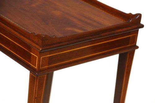 A BEAUTIFULLY INLAID MAHOGANY VICTORIAN SQUARE KETTLE STAND - ADDITIONAL PHOTO 4
