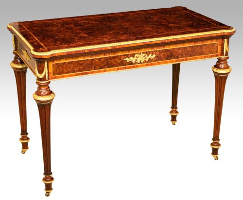 exhibition quality victorian burr walnut inlaid ormolu card table - CATEGORY: ANTIQUE TABLES - DATED VICTORIAN