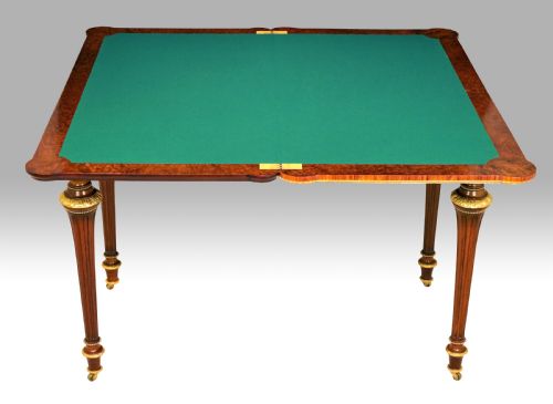 EXHIBITION QUALITY VICTORIAN BURR WALNUT INLAID ORMOLU CARD TABLE - ADDITIONAL PHOTO 1