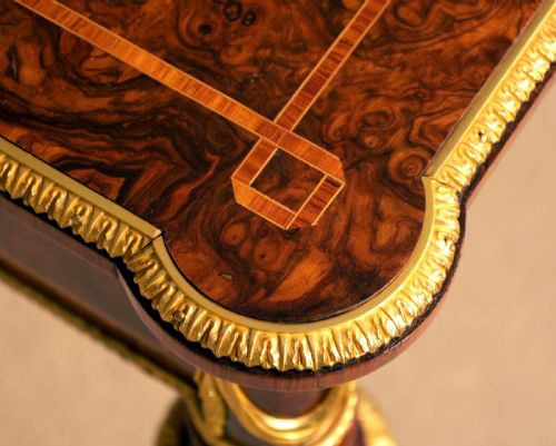 EXHIBITION QUALITY VICTORIAN BURR WALNUT INLAID ORMOLU CARD TABLE - ADDITIONAL PHOTO 6