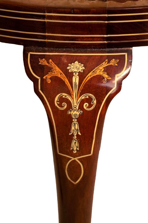 A QUALITY PAIR OF LATE VICTORIAN MAHOGANY INLAID ARM CHAIRS - ADDITIONAL PHOTO 5