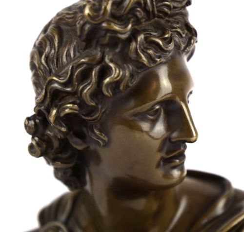 A PAIR OF 19THC ITALIAN GRAND TOUR BRONZE BUSTS OF APOLLO DIANA - ADDITIONAL PHOTO 1