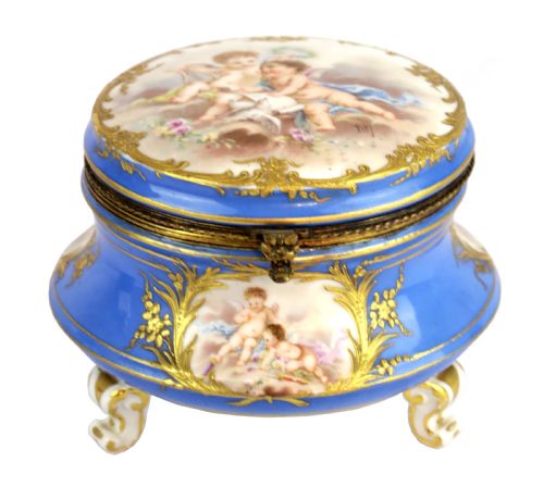 a mid 18th century sevres mounted pale blue table casket - CATEGORY: ANTIQUE CERAMICS - DATED 18TH CENTURY