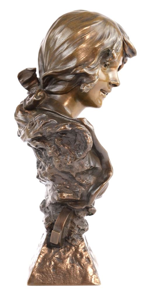 AN ART NOUVEAU BRONZE BUST TITLED 'SALAMMBO' SIGNED N TELRIV - ADDITIONAL PHOTO 3