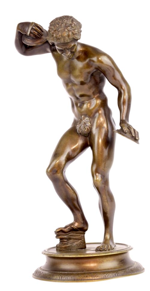 a 19th century grand tour bronze of a dancing faun holding cymbals - CATEGORY: ANTIQUE SCULPTURES - DATED 19TH CENTURY