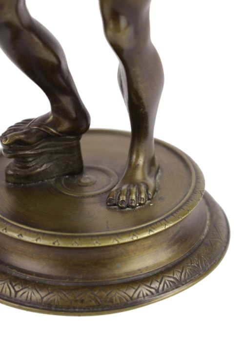 A 19TH CENTURY GRAND TOUR BRONZE OF A DANCING FAUN HOLDING CYMBALS - ADDITIONAL PHOTO 2