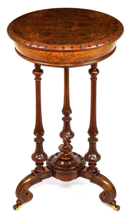 a victorian walnut circular work table in the manner of gillows - CATEGORY: ANTIQUE TABLES - DATED VICTORIAN