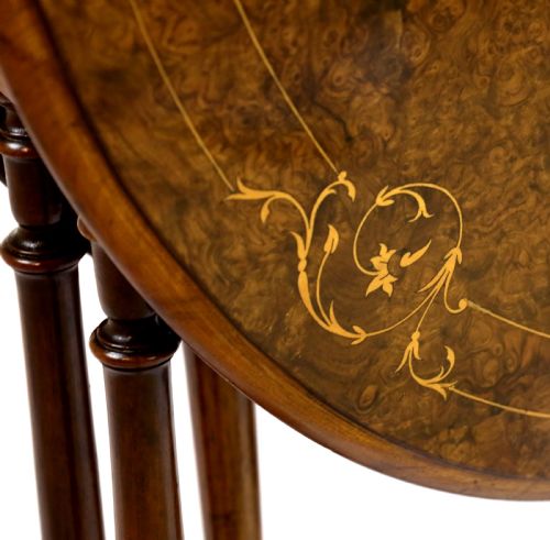 A FINE QUALITY VICTORIAN BURR WALNUT INLAID BABY SUTHERLAND TABLE - ADDITIONAL PHOTO 3