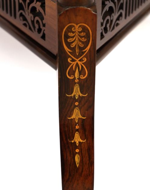 A VICTORIAN ROSEWOOD MARQUETRY TRIANGULAR DROPLEAF OCCASIONAL TABLE - ADDITIONAL PHOTO 8