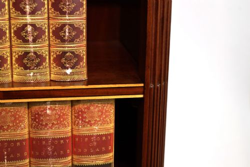 AN EXHIBITION QUALITY PAIR OF MAHOGANY INLAID STANDING BOOKCASES - ADDITIONAL PHOTO 4