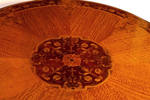 AN EXHIBITION QUALITY INLAID SATINWOOD COLLINSON LOCK CENTRE TABLE - ADDITIONAL PHOTO 9