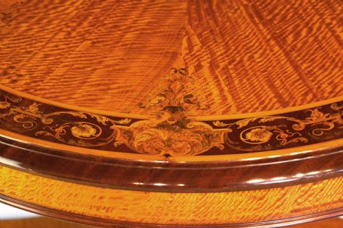AN EXHIBITION QUALITY INLAID SATINWOOD COLLINSON LOCK CENTRE TABLE - ADDITIONAL PHOTO 10