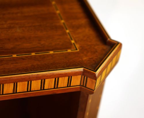 A VICTORIAN FINE QUALITY MAHOGANY INLAID STANDING OPEN BOOKCASE - ADDITIONAL PHOTO 2