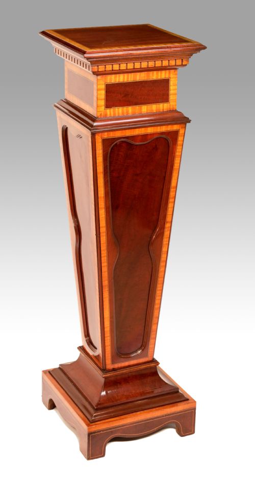 a quality victorian mahogany cross banded tapering pedestal - CATEGORY: ANTIQUE MISCELLANEOUS - DATED VICTORIAN