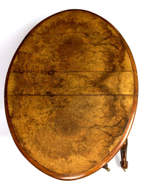 A FINE VICTORIAN BURR WALNUT CABRIOLE LEG BABY SUTHERLAND TABLE - ADDITIONAL PHOTO 2