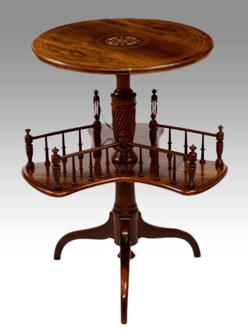 a fine late victorian inlaid rosewood revolving library table - CATEGORY: ANTIQUE BOOKCASES - DATED VICTORIAN