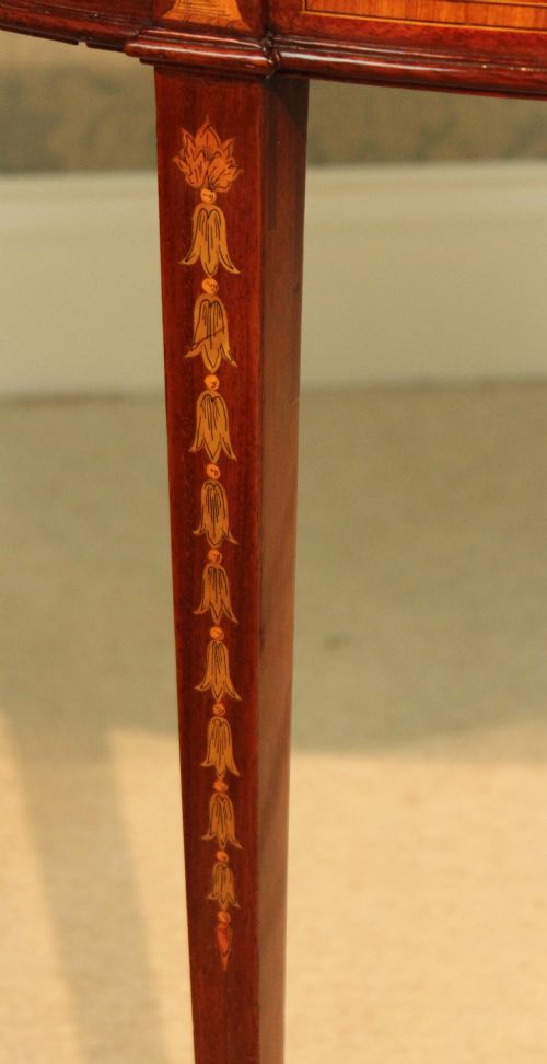 A QUALITY LATE VICTORIAN MAHOGANY INLAID DEMILUNE CARD TABLE - ADDITIONAL PHOTO 3