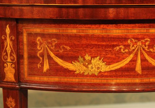A QUALITY LATE VICTORIAN MAHOGANY INLAID DEMILUNE CARD TABLE - ADDITIONAL PHOTO 4