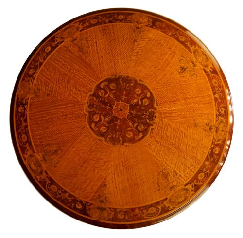 AN EXHIBITION QUALITY INLAID SATINWOOD COLLINSON LOCK CENTRE TABLE - ADDITIONAL PHOTO 6