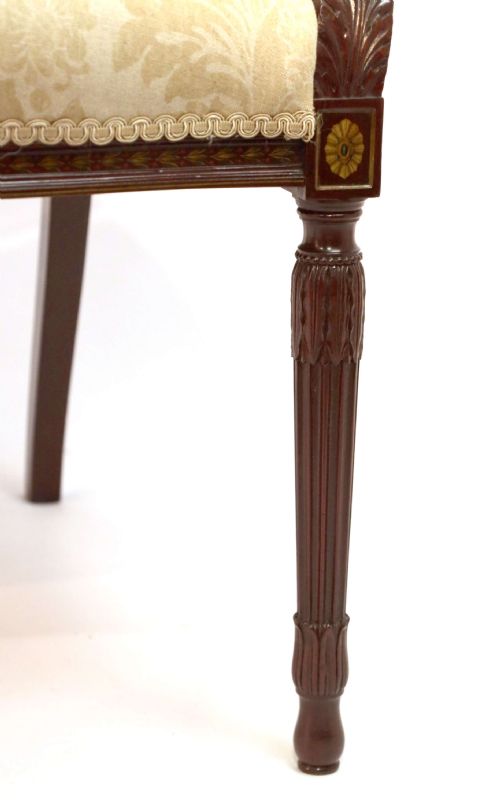 A EXCELLENT QUALITY SHERATON REVIVAL PAINTED AND CARVED UPHOLSTERED MAHOGANY ARMCHAIR - ADDITIONAL PHOTO 5