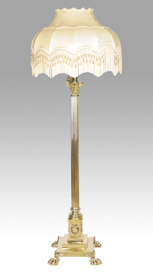a hinks sons victorian brass corinthian column adjustable floor lamp - CATEGORY: ANTIQUE LIGHTING - DATED VICTORIAN