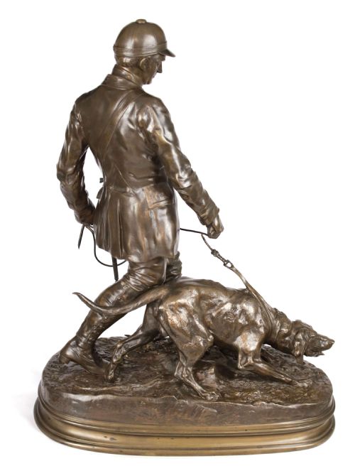 PIERRE JULES MENE 1810 1879 HUNTER AND DOG BRONZE SCULPTURE - ADDITIONAL PHOTO 1
