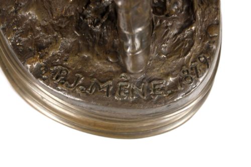 PIERRE JULES MENE 1810 1879 HUNTER AND DOG BRONZE SCULPTURE - ADDITIONAL PHOTO 3