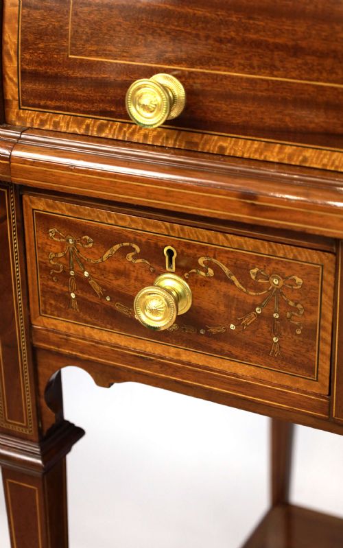 A BEAUTIFUL LATE VICTORIAN MAHOGANY CYLINDER DESK - ADDITIONAL PHOTO 6