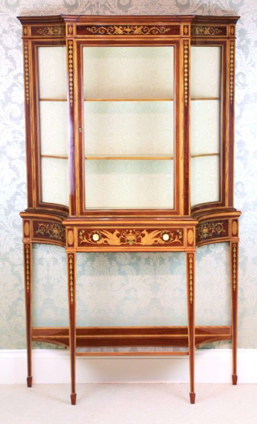 a fine late 19th c edwards roberts mahogany display cabinet - CATEGORY: ANTIQUE CABINETS - DATED 19TH CENTURY