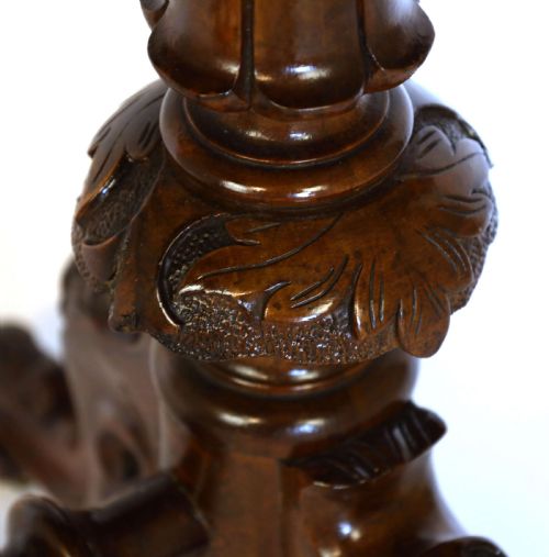 THE QUALITY VICTORIAN BURRWALNUT INLAID STRETCHER TABLE - ADDITIONAL PHOTO 3