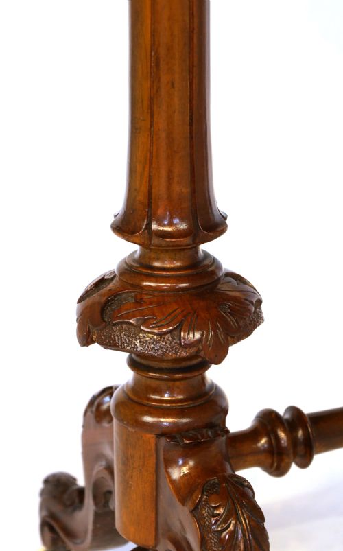 THE QUALITY VICTORIAN BURRWALNUT INLAID STRETCHER TABLE - ADDITIONAL PHOTO 5