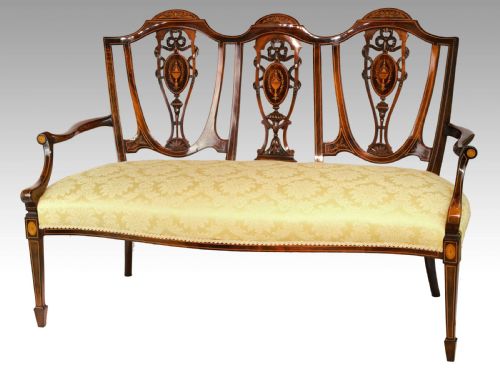 a fine quality late victorian rosewood inlaid three seater settee - CATEGORY: ANTIQUE SOFAS - DATED VICTORIAN