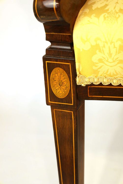 A FINE QUALITY LATE VICTORIAN ROSEWOOD INLAID THREE SEATER SETTEE - ADDITIONAL PHOTO 3