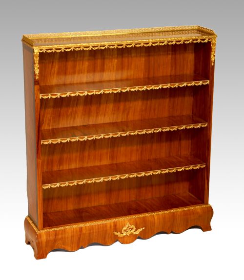 a fine victorian ormolu mounted walnut open bookcase - CATEGORY: ANTIQUE BOOKCASES - DATED VICTORIAN