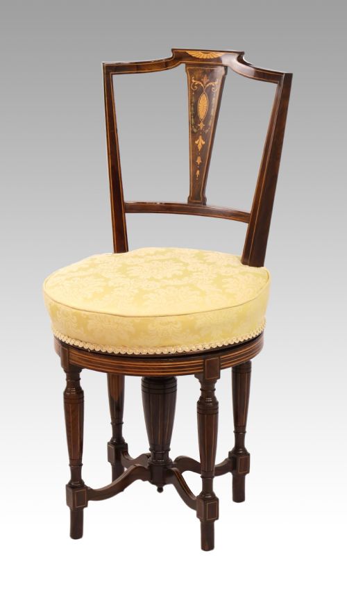 an elegant quality inlaid victorian rosewood harpist stool - CATEGORY: ANTIQUE STOOLS - DATED VICTORIAN