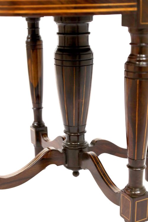 AN ELEGANT QUALITY INLAID VICTORIAN ROSEWOOD HARPIST STOOL - ADDITIONAL PHOTO 2