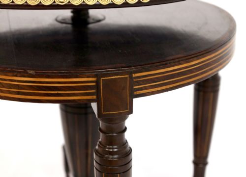AN ELEGANT QUALITY INLAID VICTORIAN ROSEWOOD HARPIST STOOL - ADDITIONAL PHOTO 3