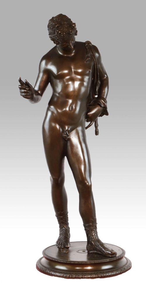 a fine grand tour patinated bronze figure of narcissus signed m amodio napoli - CATEGORY: ANTIQUE SCULPTURES - DATED 19TH CENTURY