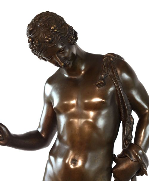 A FINE GRAND TOUR PATINATED BRONZE FIGURE OF NARCISSUS SIGNED M AMODIO NAPOLI - ADDITIONAL PHOTO 1