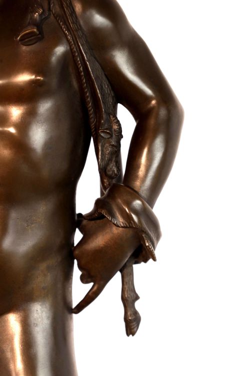 A FINE GRAND TOUR PATINATED BRONZE FIGURE OF NARCISSUS SIGNED M AMODIO NAPOLI - ADDITIONAL PHOTO 2