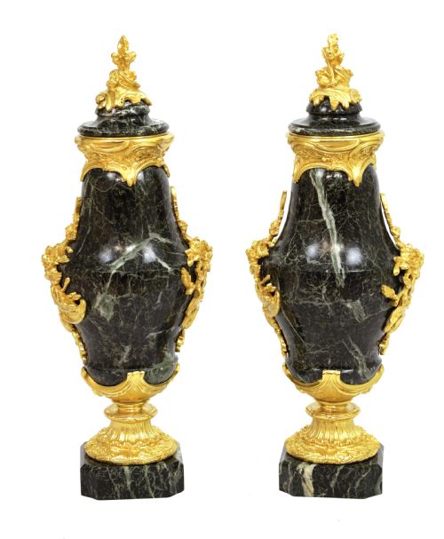 A PAIR OF LATE 19TH C VERDE ANTICO AND ORMOLU MOUNTED CASSOLETTES - ADDITIONAL PHOTO 1