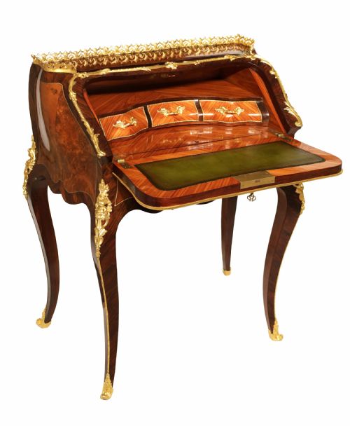 A FINE FRENCH BURR WALNUT AND KINGWOOD ORMOLU MOUNTED BUREAU DE DAME - ADDITIONAL PHOTO 4