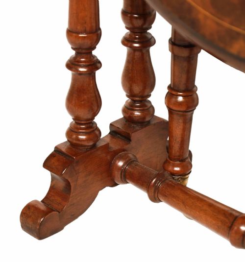 A FINE QUALITY VICTORIAN BURR WALNUT INLAID BABY SUTHERLAND TABLE - ADDITIONAL PHOTO 3