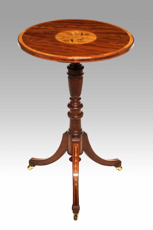 a fine victorian inlaid mahogany circular tripod occasional table - CATEGORY: ANTIQUE TABLES - DATED VICTORIAN