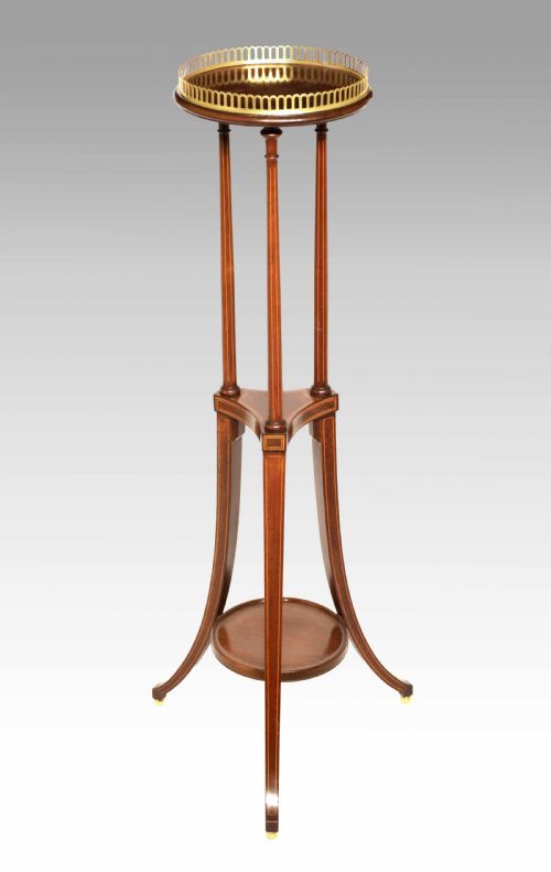 a fine victorian inlaid mahogany torchere - CATEGORY: ANTIQUE FURNITURE - DATED VICTORIAN