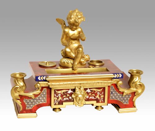 a 19th century french louis xv style ormolu mounted desk inkstand - CATEGORY: ANTIQUE MISCELLANEOUS - DATED 19TH CENTURY