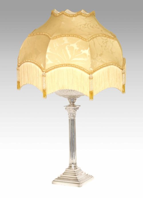 an early victorian solid silver electrified oil table lamp - CATEGORY: ANTIQUE LIGHTING - DATED VICTORIAN