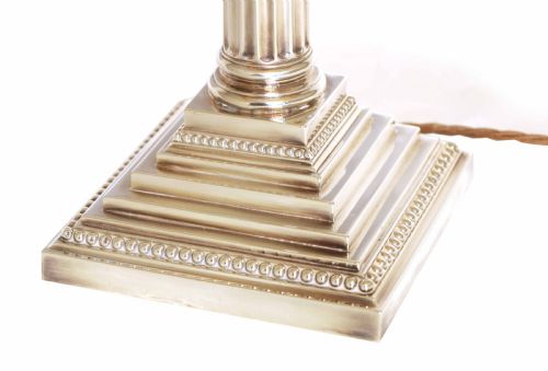 AN EARLY VICTORIAN SOLID SILVER ELECTRIFIED OIL TABLE LAMP - ADDITIONAL PHOTO 1