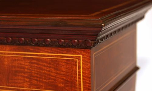 A QUALITY VICTORIAN INLAID MAHOGANY GLAZED DISPLAY PEDESTAL - ADDITIONAL PHOTO 2