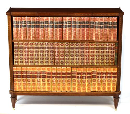 a victorian fine quality mahogany inlaid standing open bookcase - CATEGORY: ANTIQUE BOOKCASES - DATED VICTORIAN